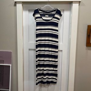 Long Length Striped Vacation T-Shirt Dress